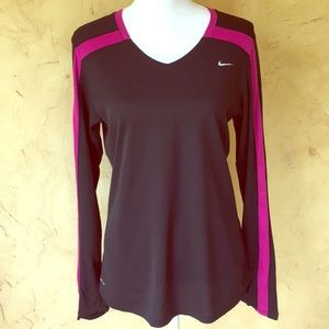 Nike Dri-fit black magenta long sleeve top